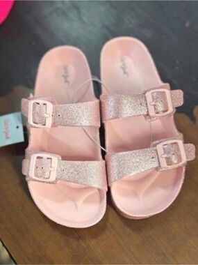 Girls' Glitter Double-Buckle Slide Sandals - Pink